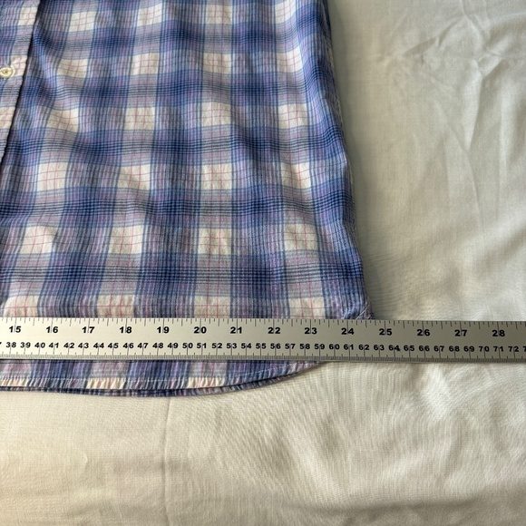 Haggar‎ Clothing Men's Plaid Short Sleeve Button Up Shirt Blue X-Large Stretch - Picture 10 of 11